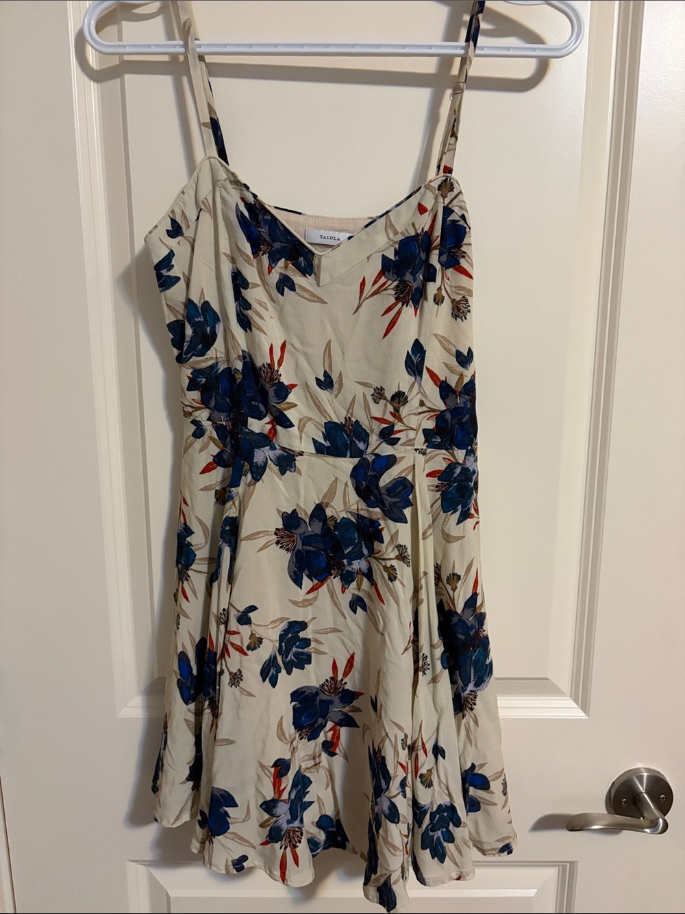 Talula Cream Mini Dress with Blue Floral Print